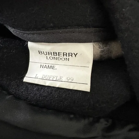 Vintage Burberry London Duffle Coat UK 10 Black Wool Hooded Toggle Nova Check 99 - Picture 13 of 16